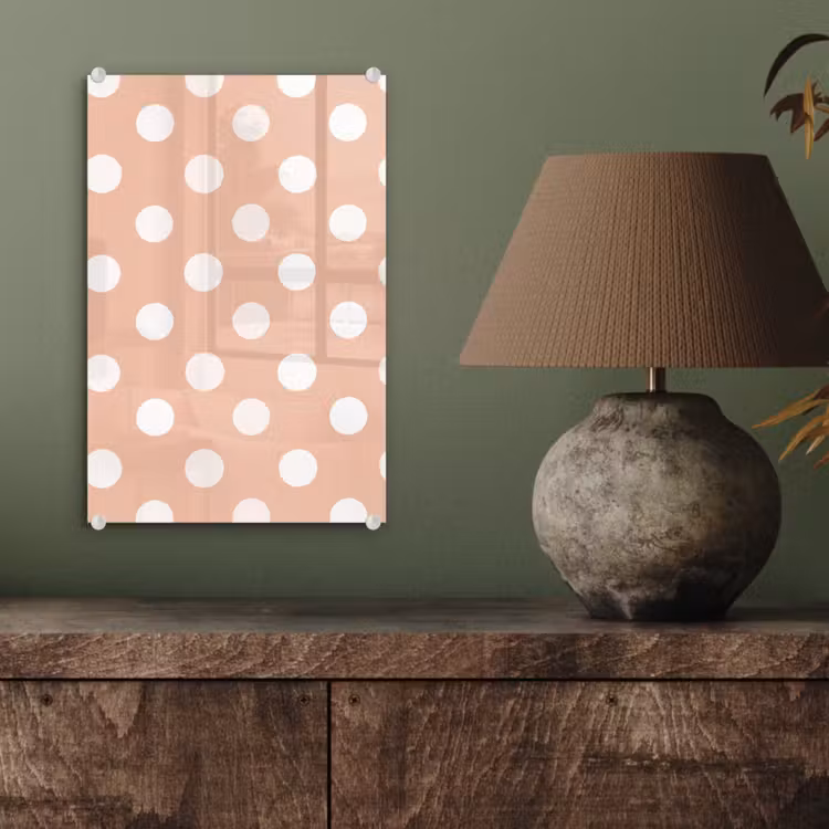 Glas schilderij - Klassiek - Polka - Perzik — 4
