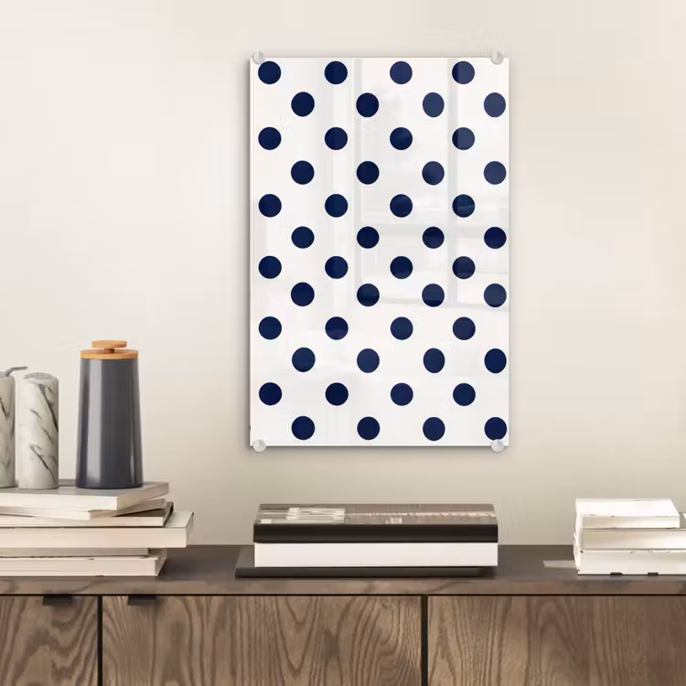 Glas schilderij - Klassiek - Stippen - Blauw — 2