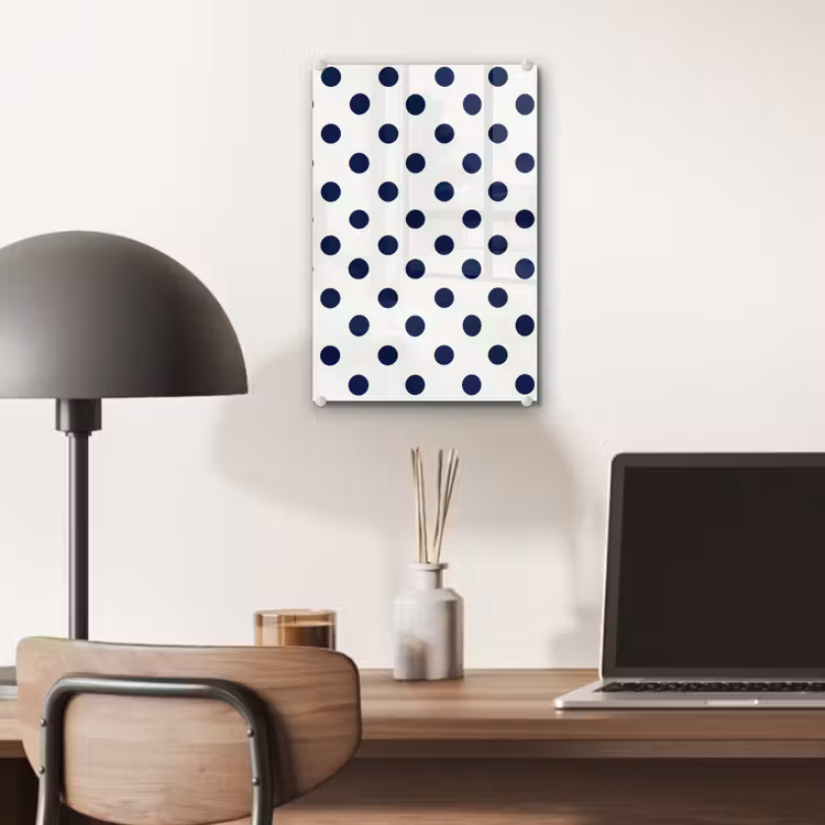 Glas schilderij - Klassiek - Stippen - Blauw — 7