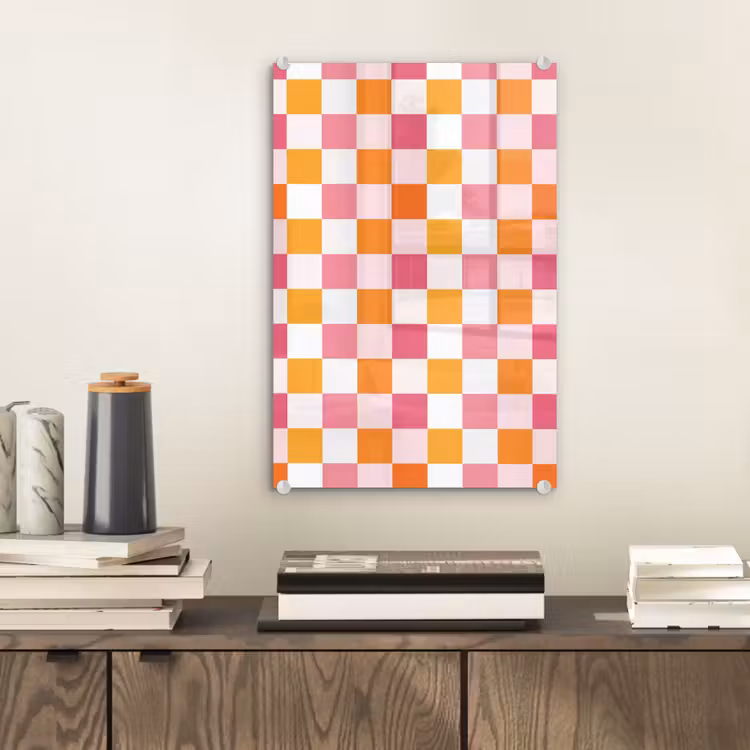 Glas schilderij - Patroon - Vierkant - Roze — 2