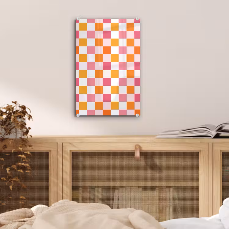 Glas schilderij - Patroon - Vierkant - Roze — 5