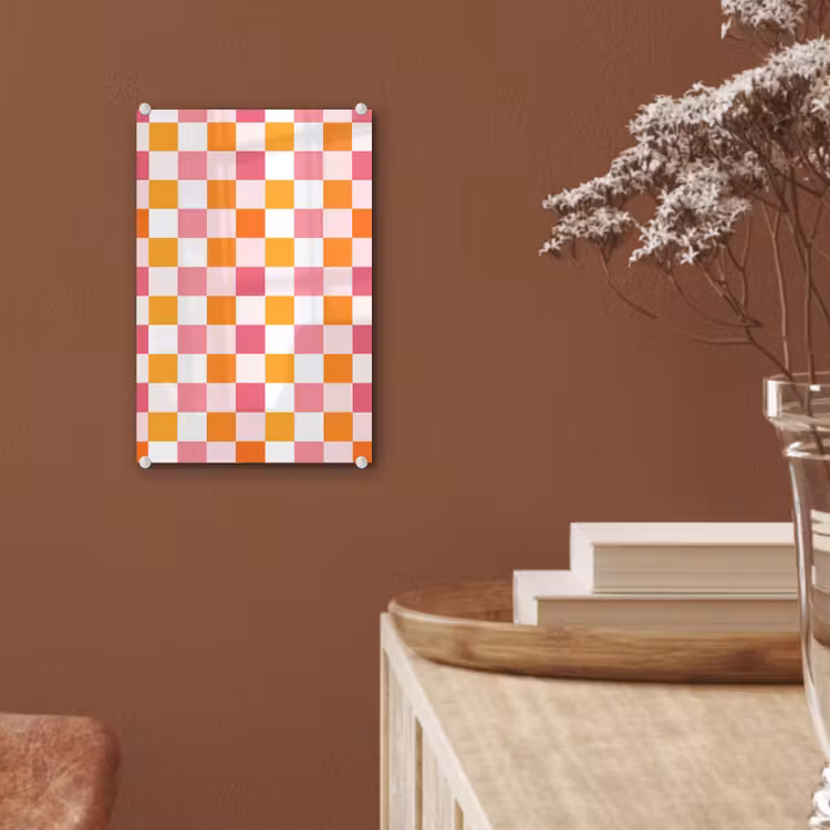 Glas schilderij - Patroon - Vierkant - Roze — 6