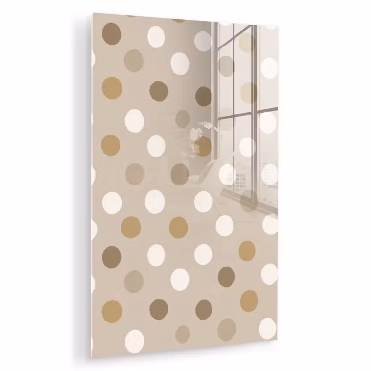 Glas schilderij - Polka - Dots - Beige — 1