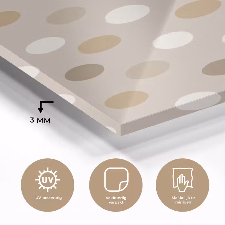 Glas schilderij - Polka - Dots - Beige — 3