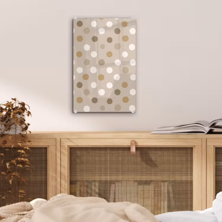 Glas schilderij - Polka - Dots - Beige — 5