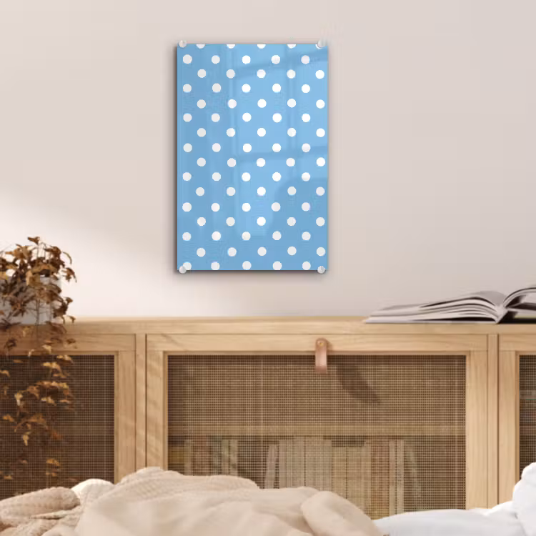 Glas schilderij - Polka - Dots - Blauw — 5