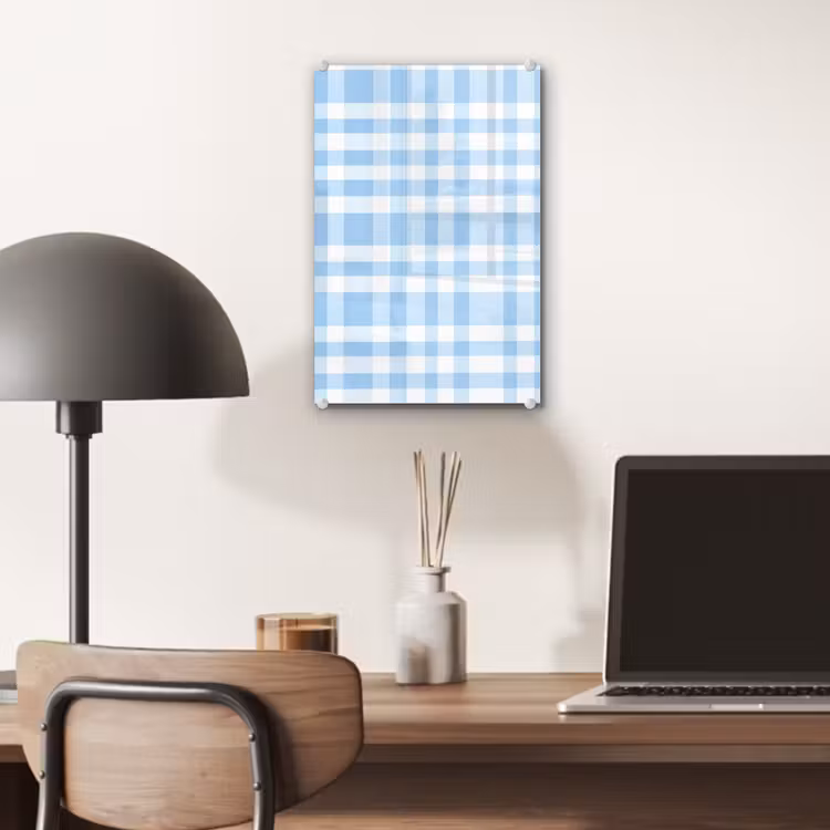 Glas schilderij - Ruit - Patroon - Blauw — 7