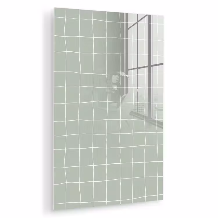 Glas schilderij - Ruitpatroon - Golvend - Groen — 1