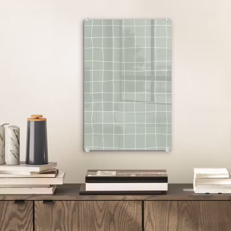 Glas schilderij - Ruitpatroon - Golvend - Groen — 2