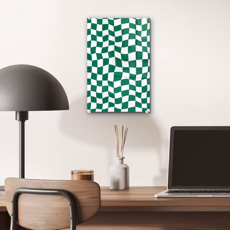 Glas schilderij - Schaakbord - Golvend - Groen — 7