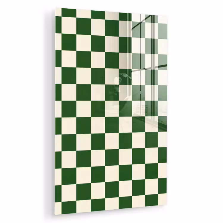 Glas schilderij - Schaakbord - Patroon - Groen — 1
