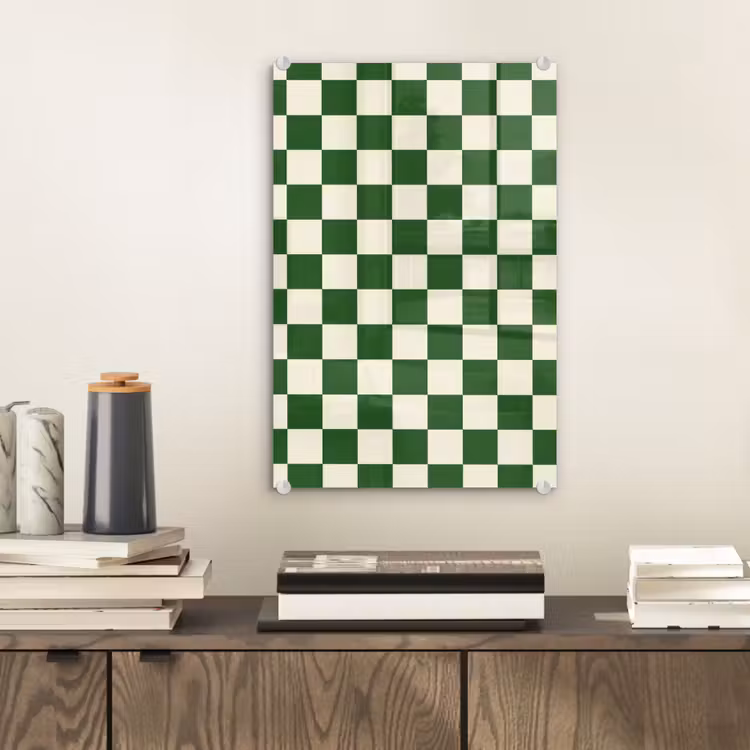 Glas schilderij - Schaakbord - Patroon - Groen — 2