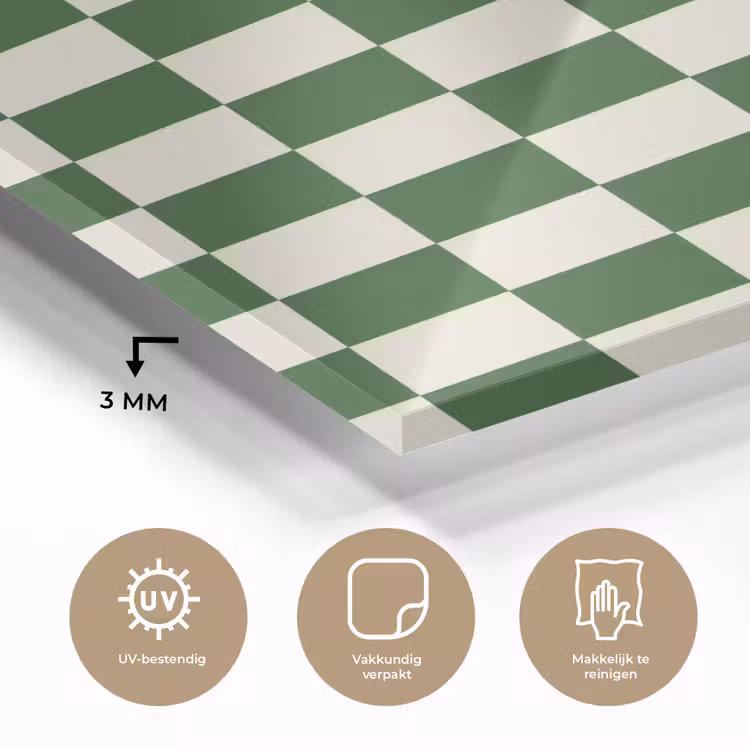 Glas schilderij - Schaakbord - Patroon - Groen — 3