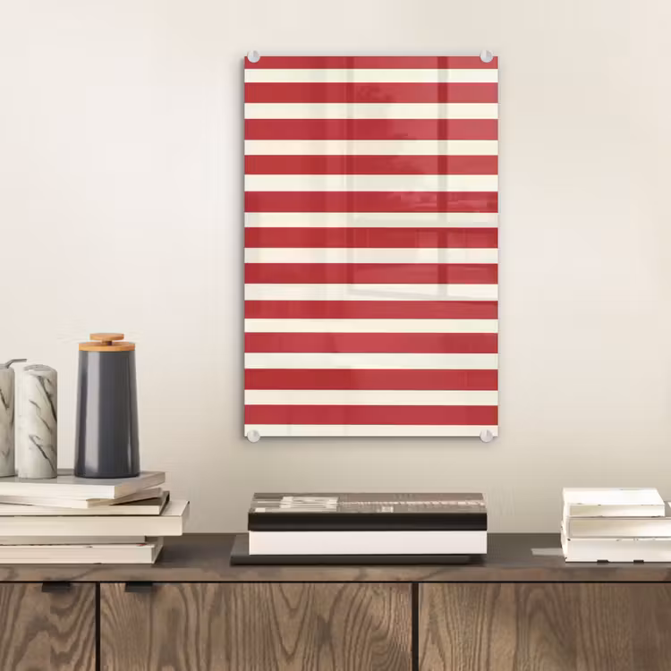 Glas schilderij - Strepen - Patroon - Rood — 2