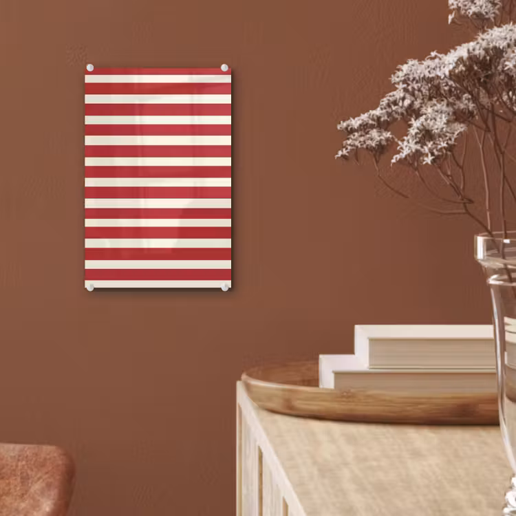 Glas schilderij - Strepen - Patroon - Rood — 6