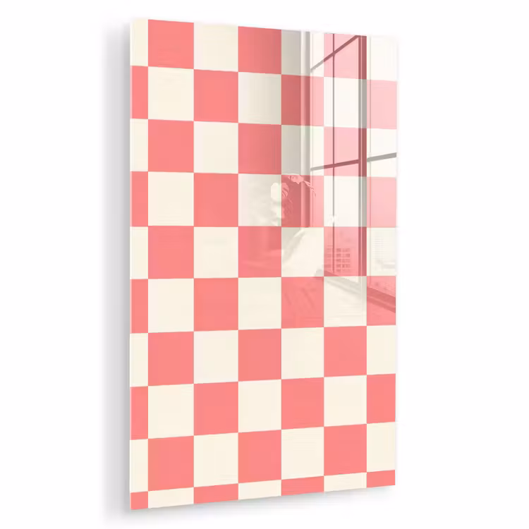 Glas schilderij - Traditioneel - Patroon - Roze — 1
