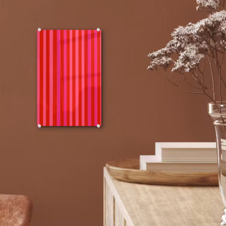Glas schilderij - Verticaal - Strepen - Roze — 6