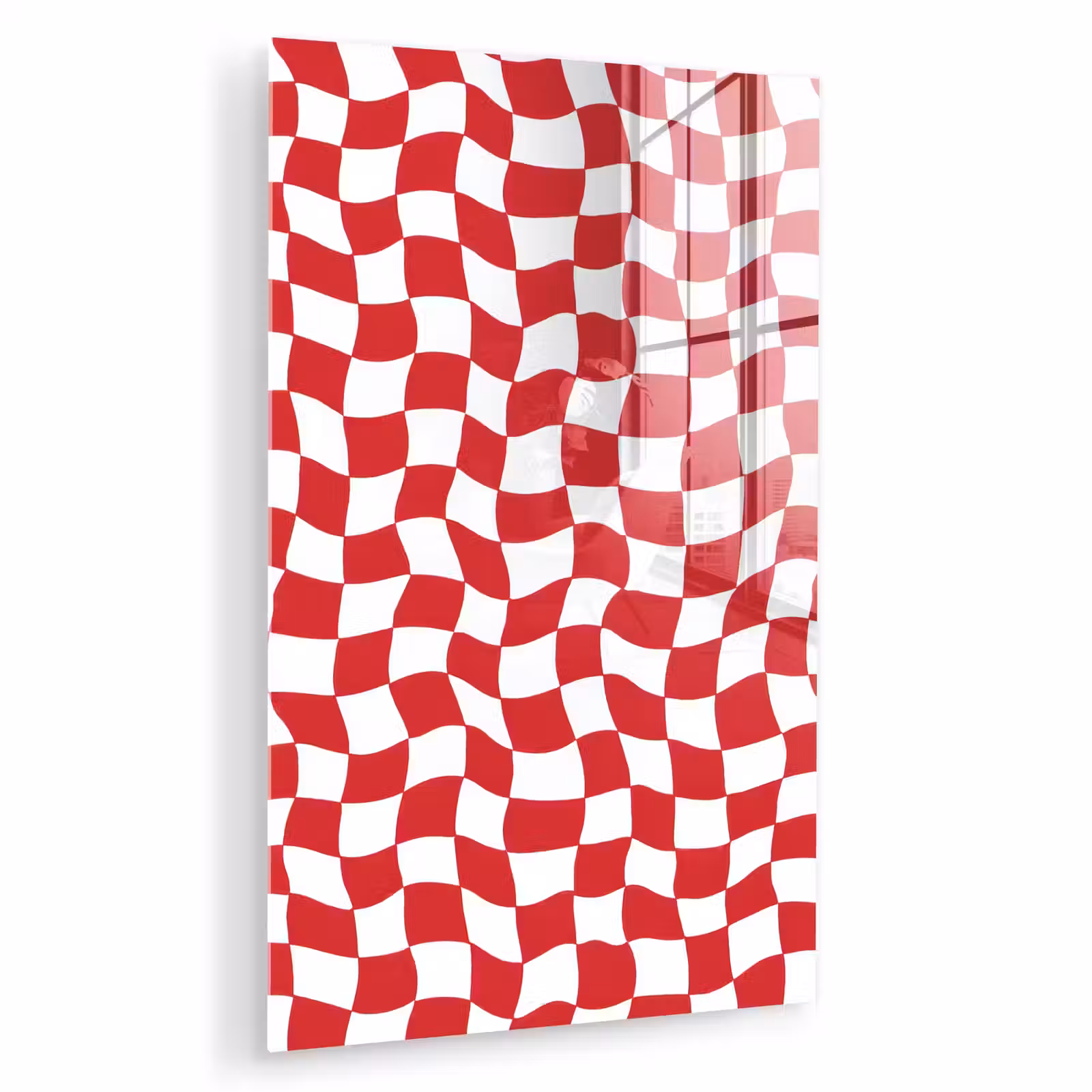 Glas schilderij - Golvend - Patroon - Rood — 1