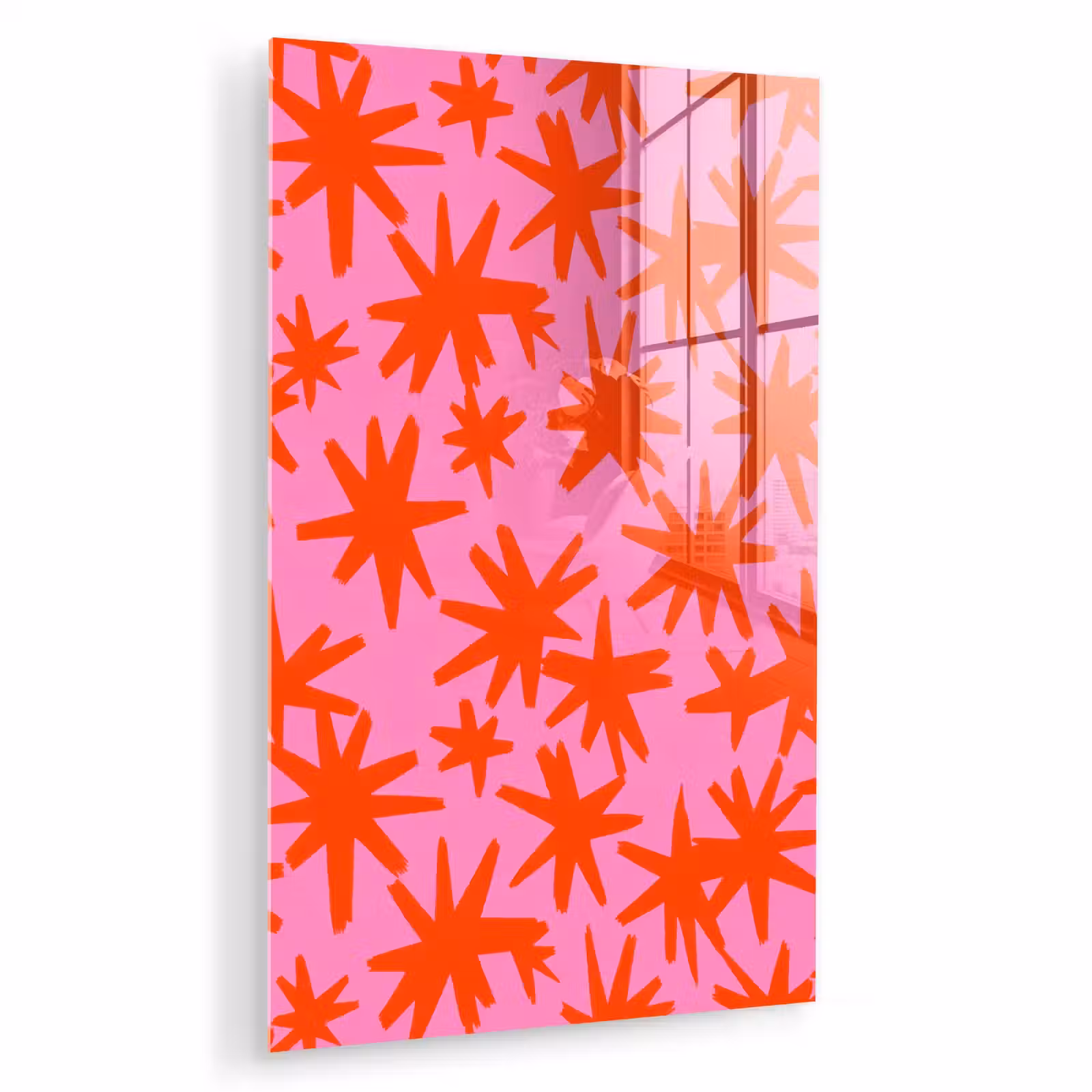 Glas schilderij - Modern - Sterren - Roze — 1