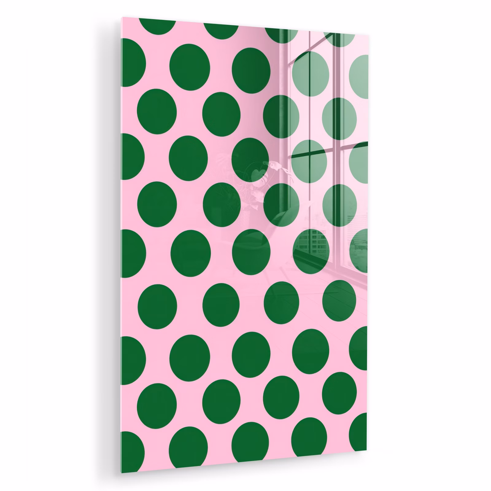Glas schilderij - Polkadots - Patroon - Groen — 1