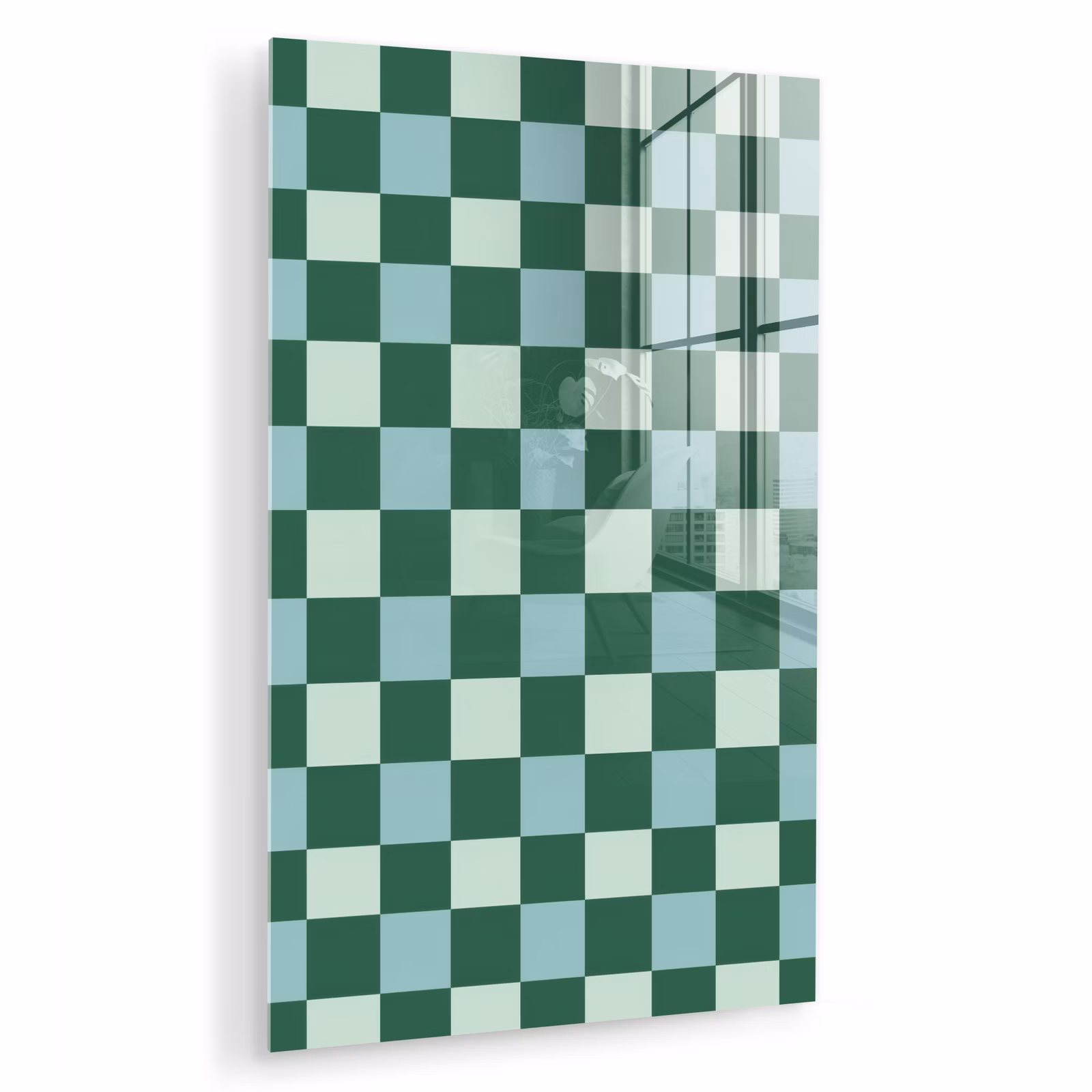 Glas schilderij - Schaakbord - Klassiek - Groen — 1