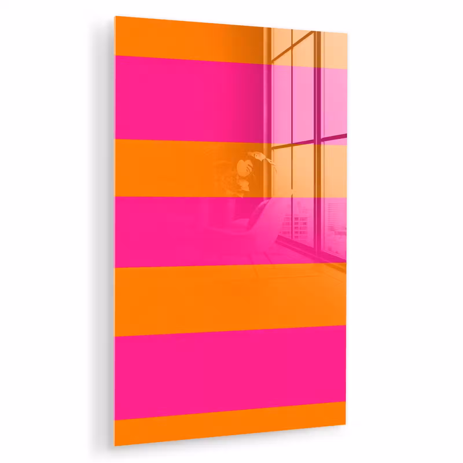 Glas schilderij - Strepen - Horizontaal - Roze — 1