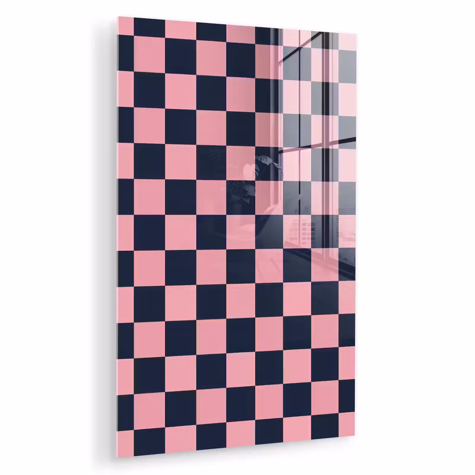 Glas schilderij - Traditioneel - Patroon - Blauw - Roze — 1