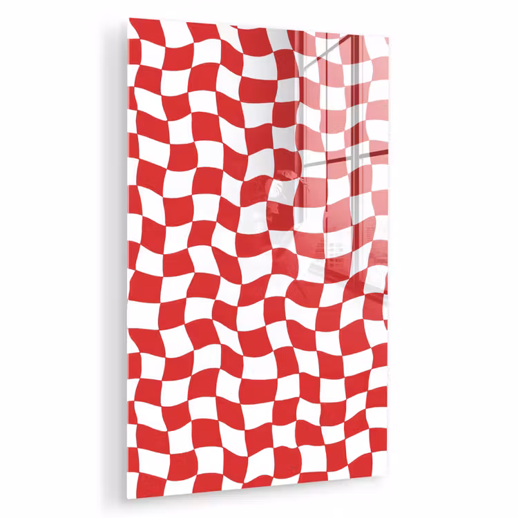 Glas schilderij - Golvend - Patroon - Rood — 1