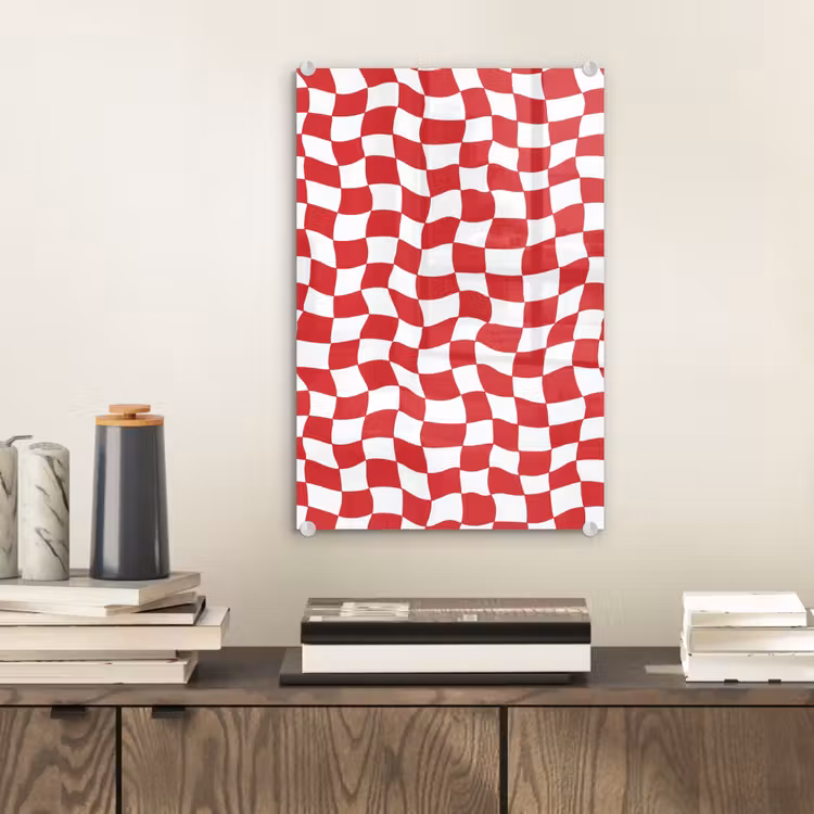 Glas schilderij - Golvend - Patroon - Rood — 2