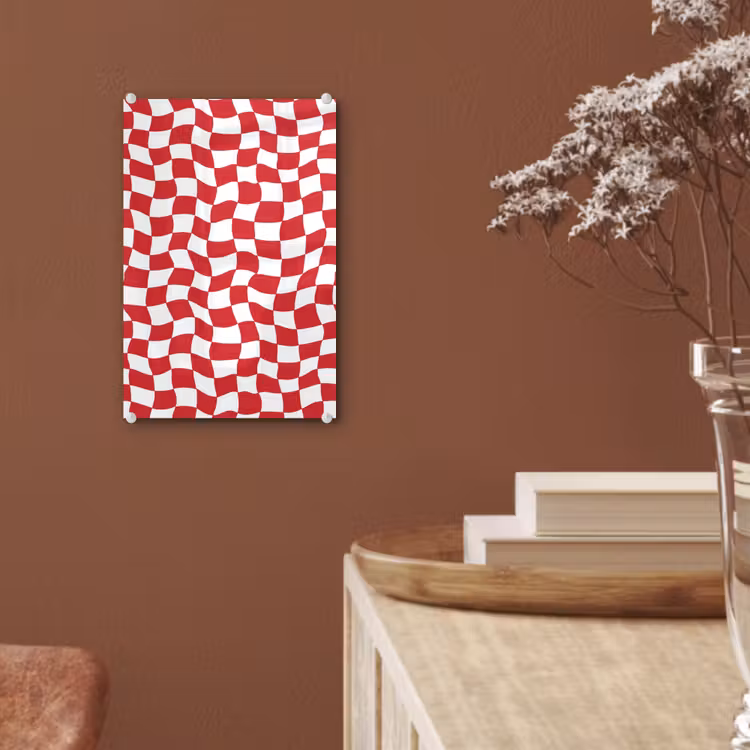Glas schilderij - Golvend - Patroon - Rood — 6