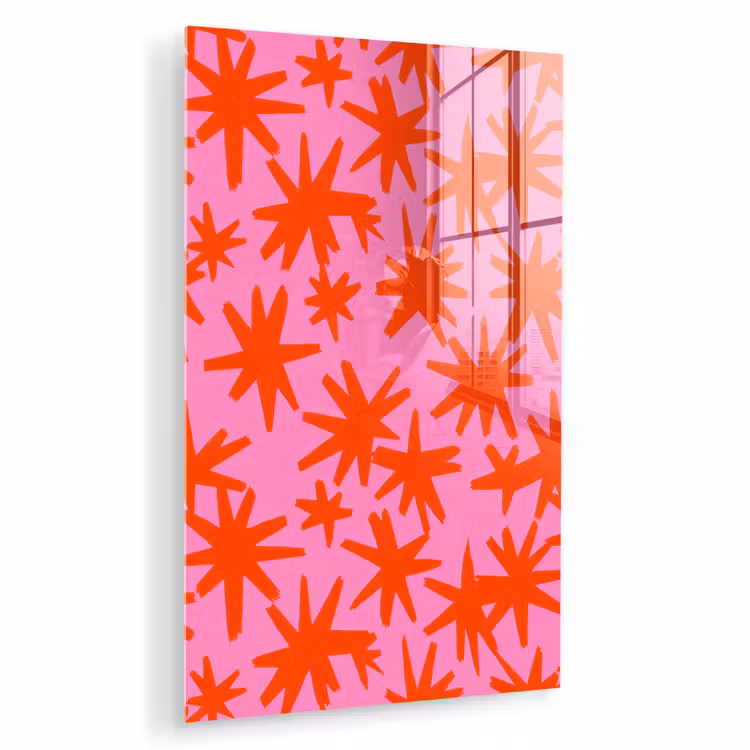 Glas schilderij - Modern - Sterren - Roze — 1