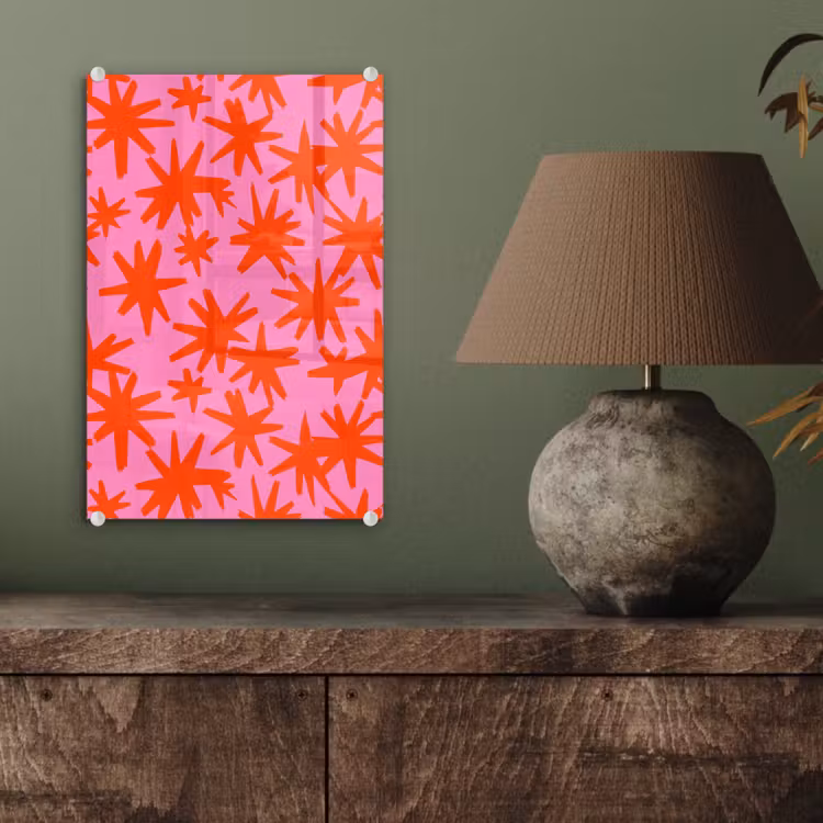 Glas schilderij - Modern - Sterren - Roze — 4
