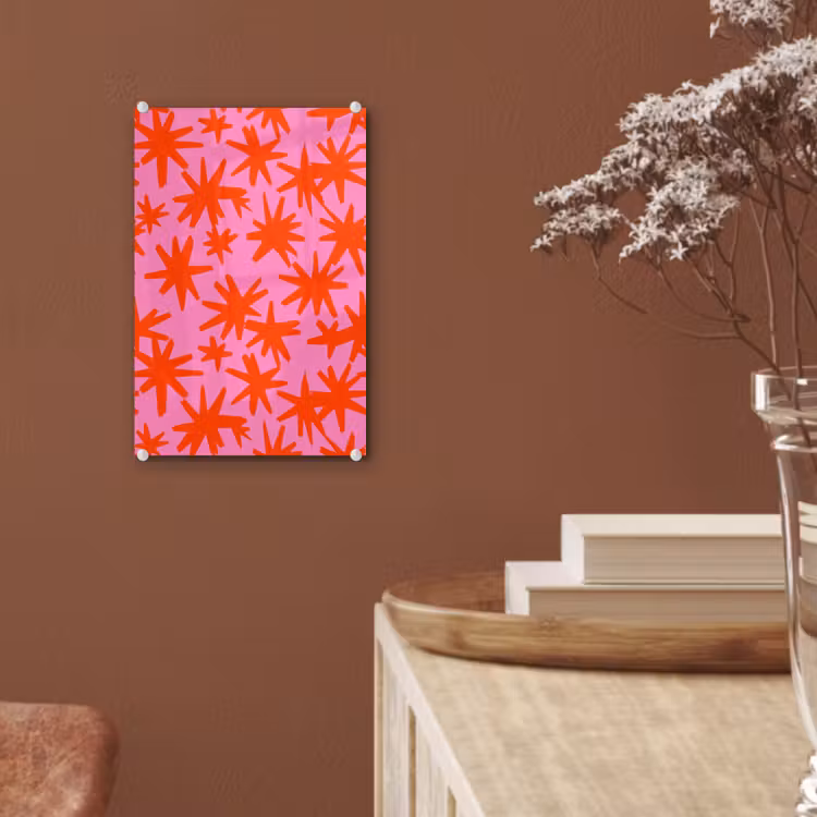 Glas schilderij - Modern - Sterren - Roze — 6