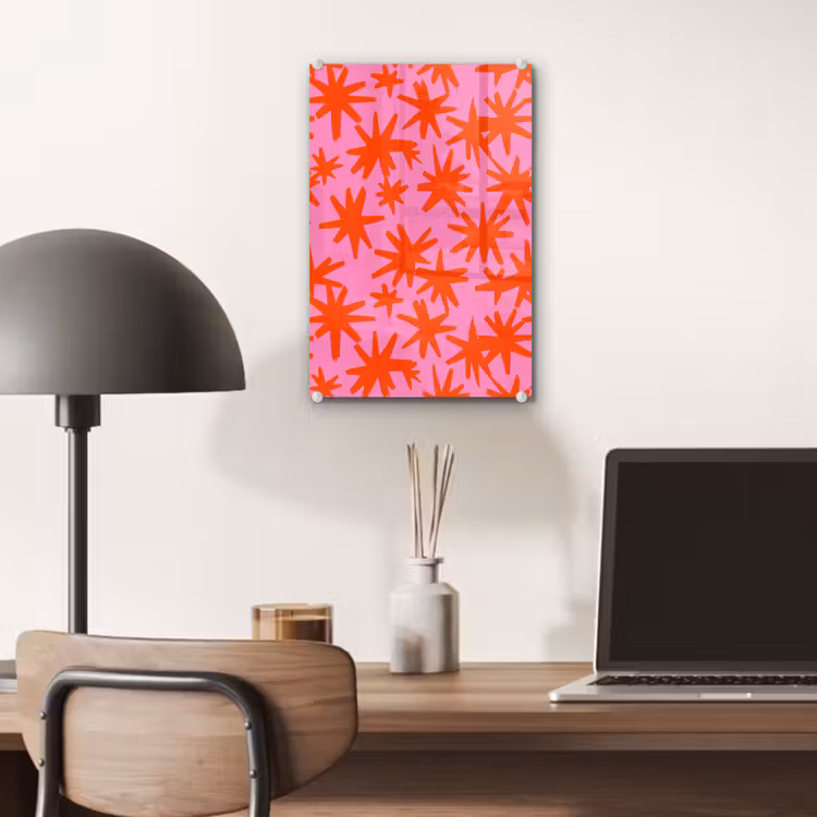 Glas schilderij - Modern - Sterren - Roze — 7