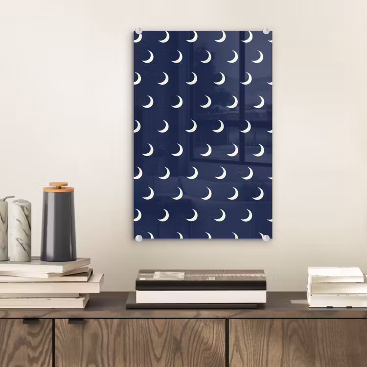 Glas schilderij - Patroon - Manen - Blauw — 2