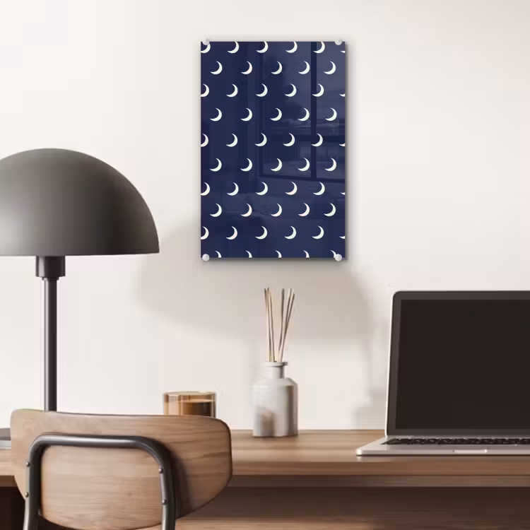 Glas schilderij - Patroon - Manen - Blauw — 7