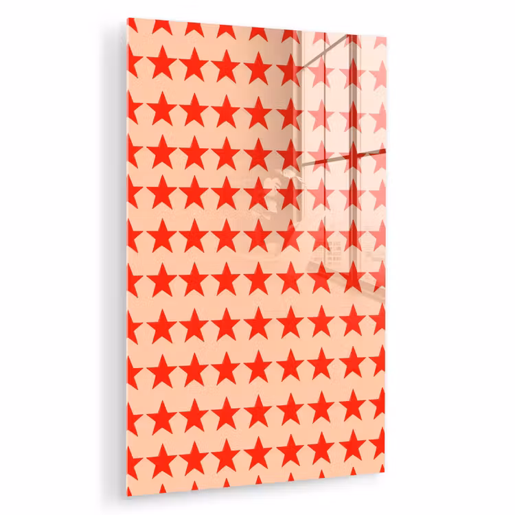 Glas schilderij - Patroon - Sterren - Rood — 1