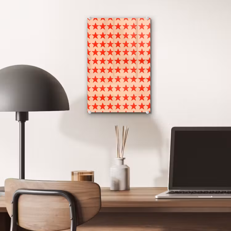 Glas schilderij - Patroon - Sterren - Rood — 7