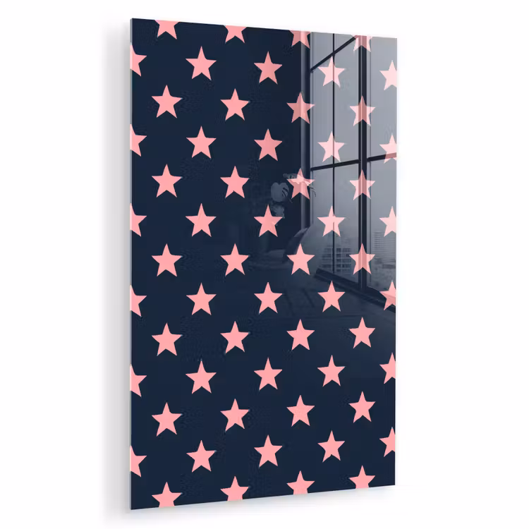 Glas schilderij - Patroon - Sterren - Roze — 1