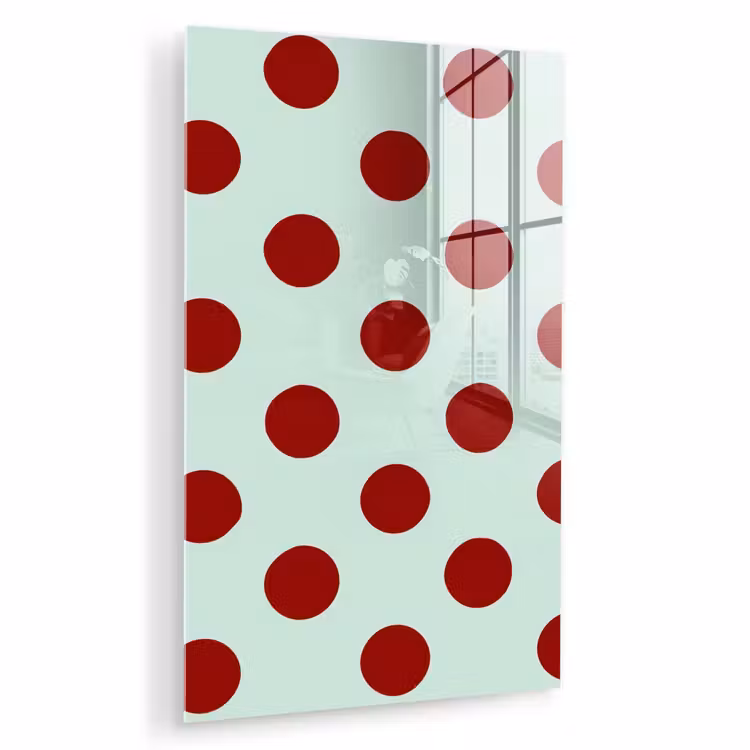 Glas schilderij - Polka - Dots - Rood — 1