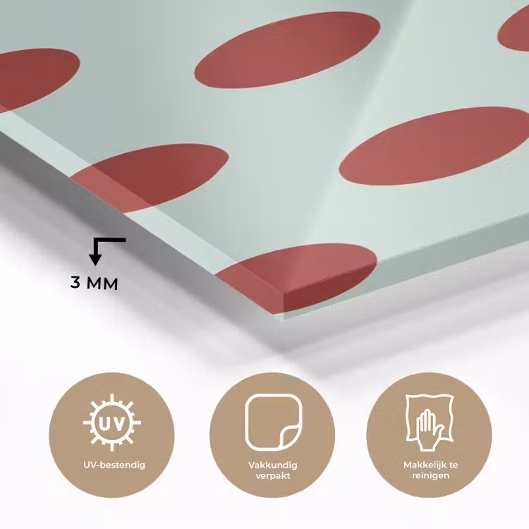 Glas schilderij - Polka - Dots - Rood — 3