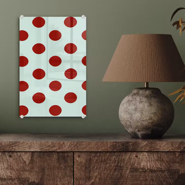 Glas schilderij - Polka - Dots - Rood — 4