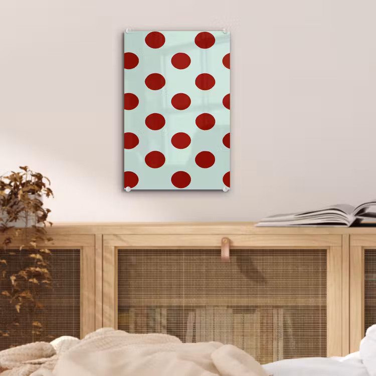 Glas schilderij - Polka - Dots - Rood — 5