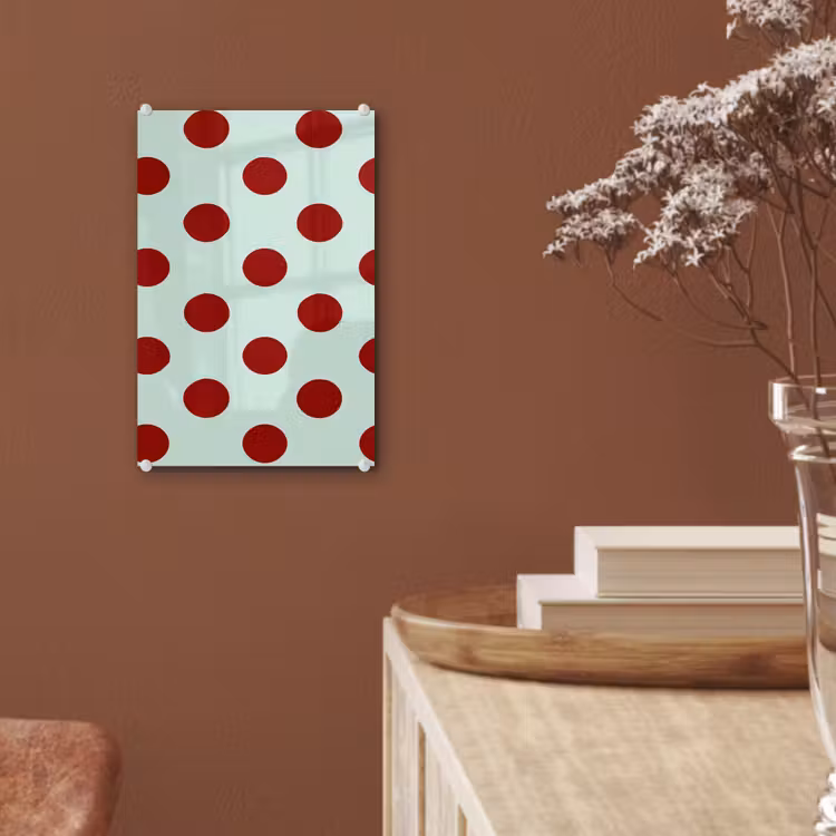 Glas schilderij - Polka - Dots - Rood — 6