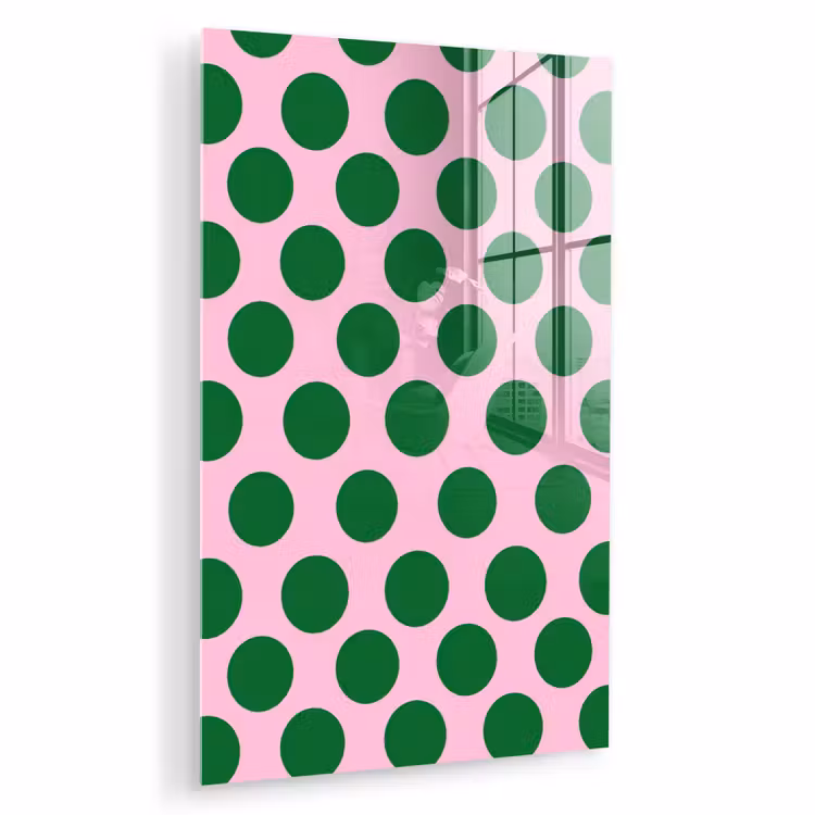 Glas schilderij - Polkadots - Patroon - Groen — 1