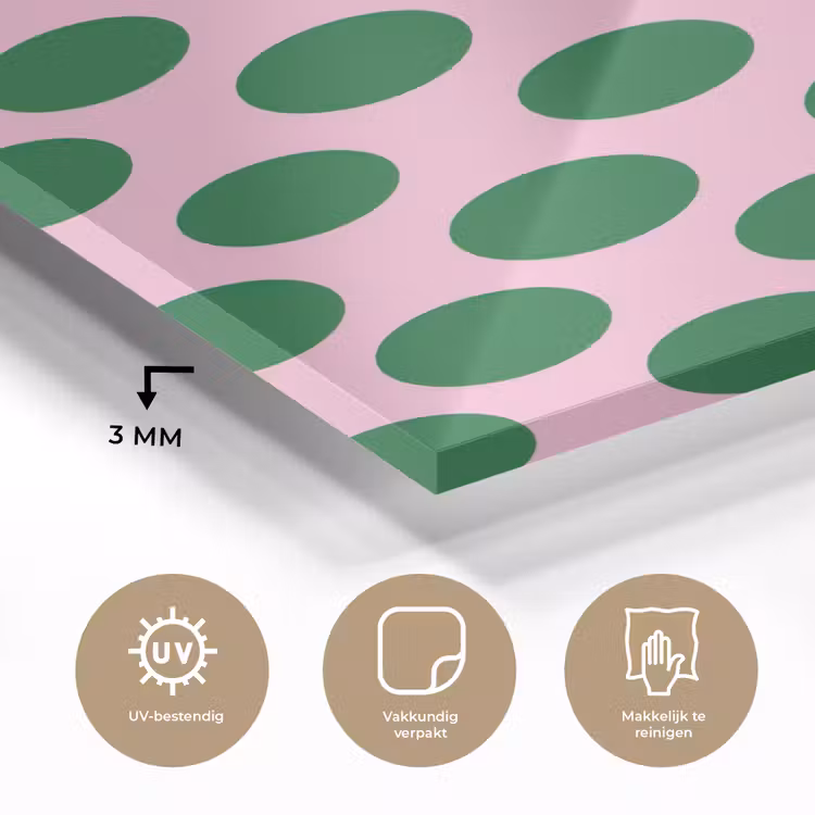 Glas schilderij - Polkadots - Patroon - Groen — 3