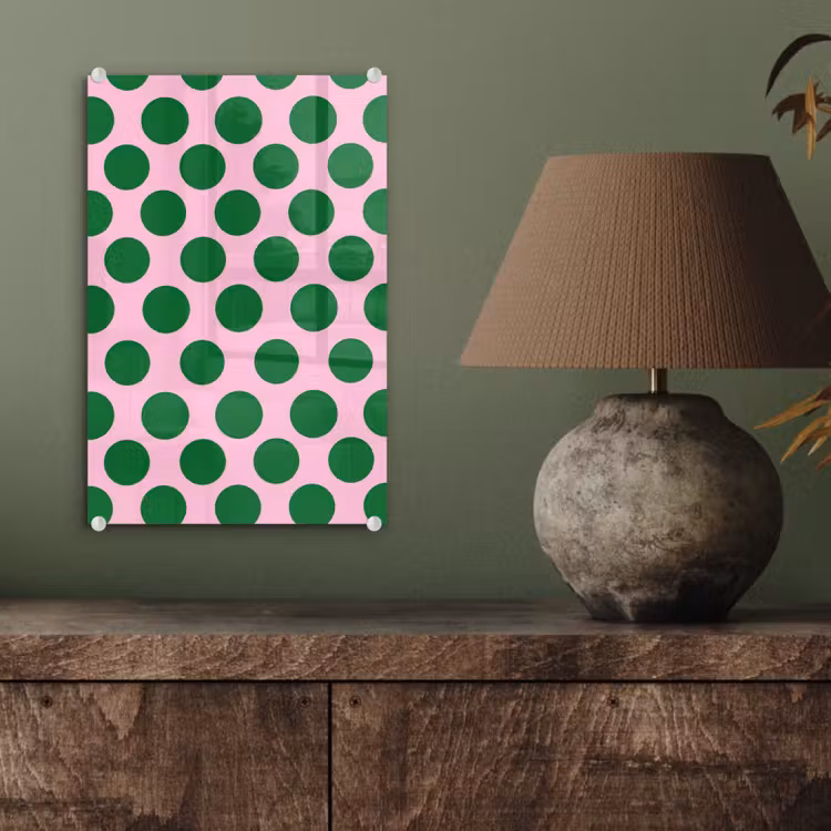 Glas schilderij - Polkadots - Patroon - Groen — 4