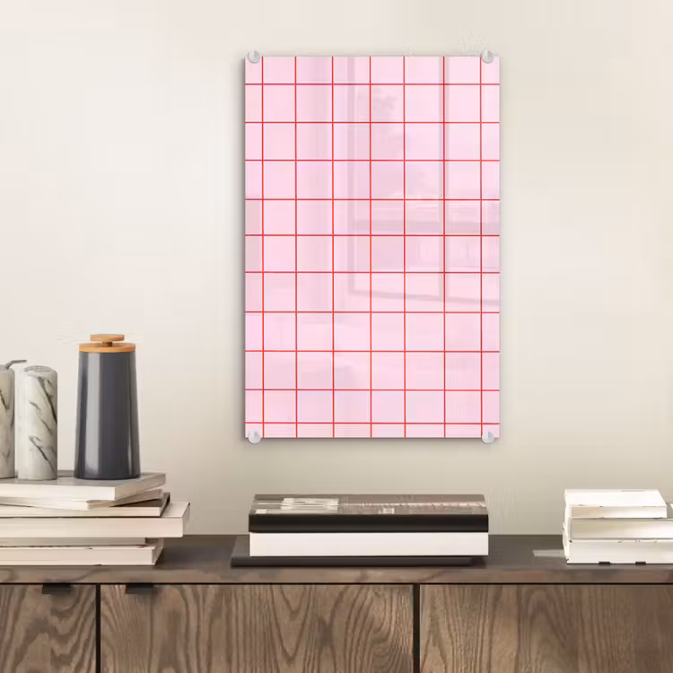 Glas schilderij - Raster - Patroon - Roze — 2