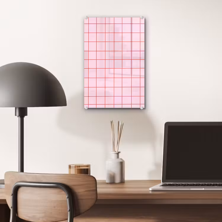 Glas schilderij - Raster - Patroon - Roze — 7