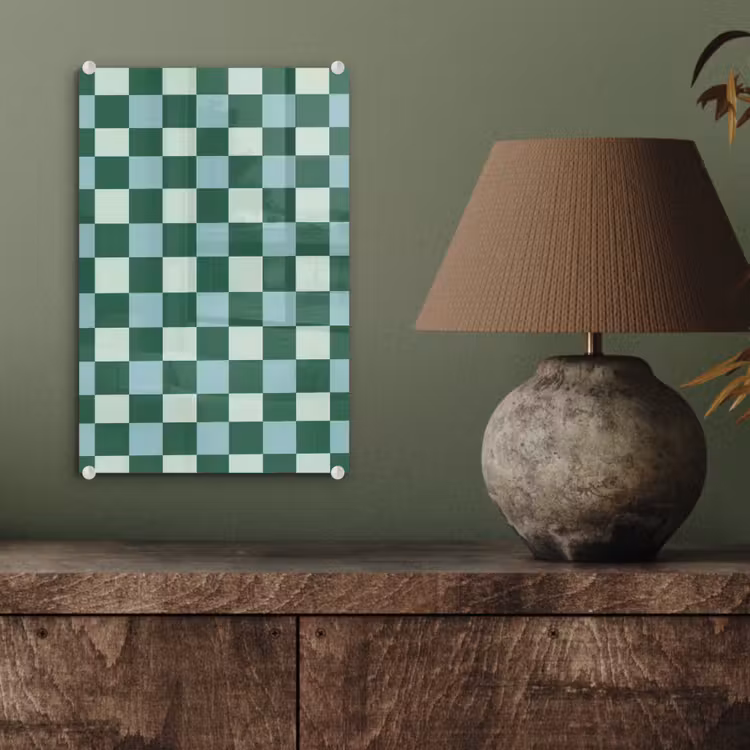 Glas schilderij - Schaakbord - Klassiek - Groen — 4